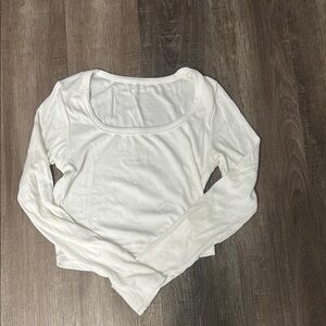 SHEIN Gray Cream Fitted Long Sleeve Blouse